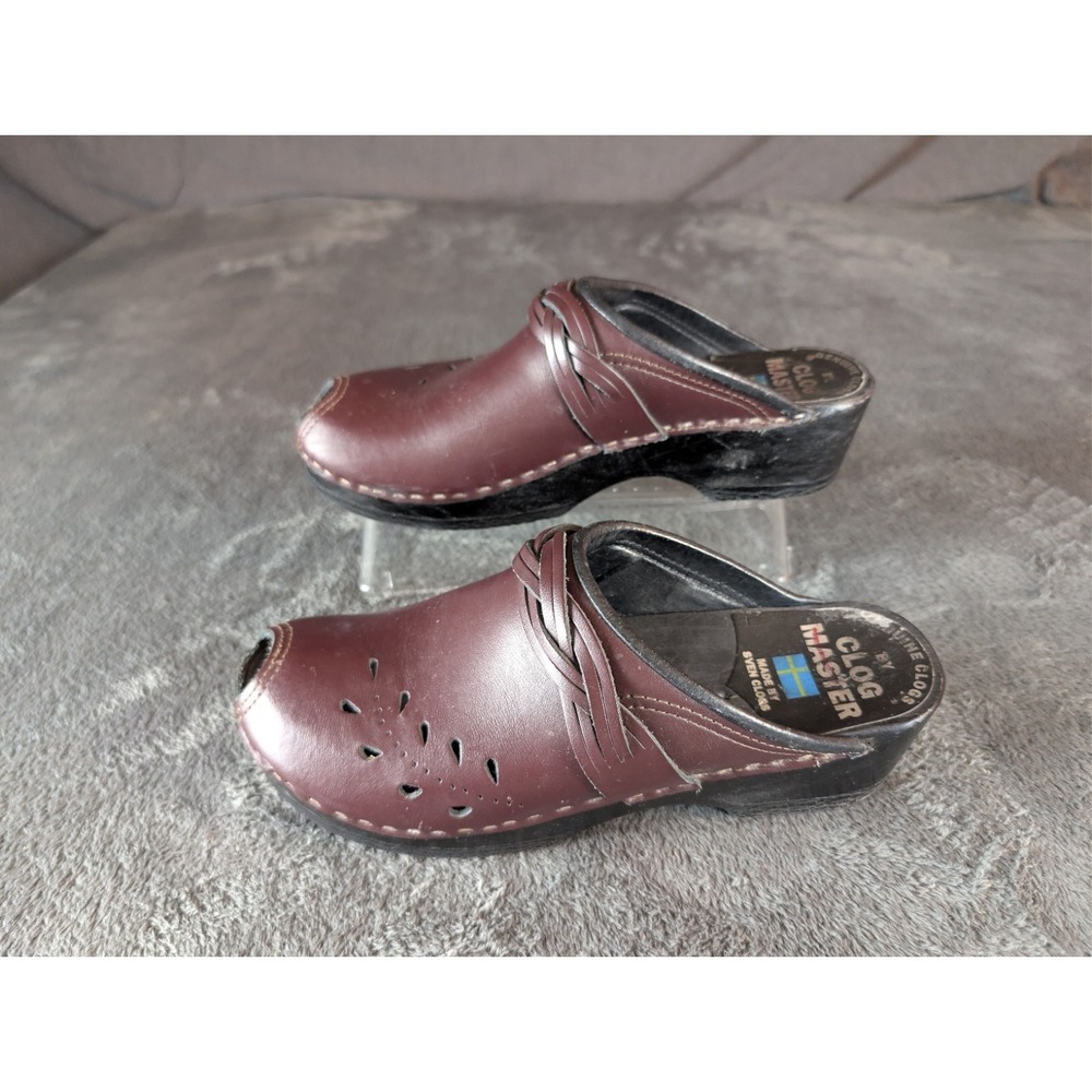 Vintage Clog Master Swedish‎ Leather Peep Toe Clogs EU 38 handmade cottagecore - Picture 4 of 7
